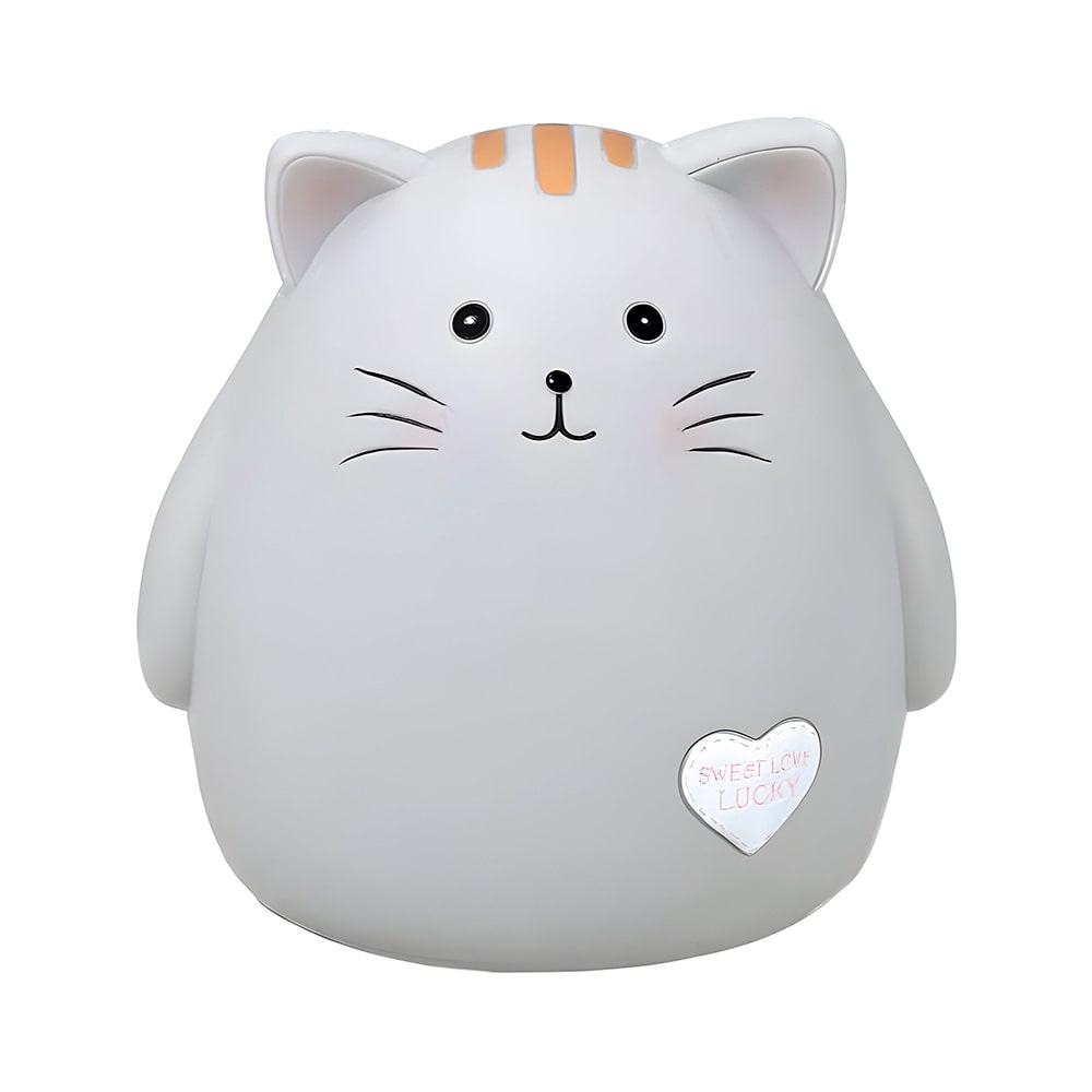 alcancia para niños de gato gris material plastico