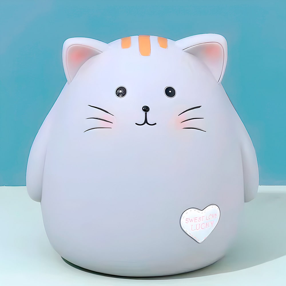 alcancia para niños de gato gris material plastico