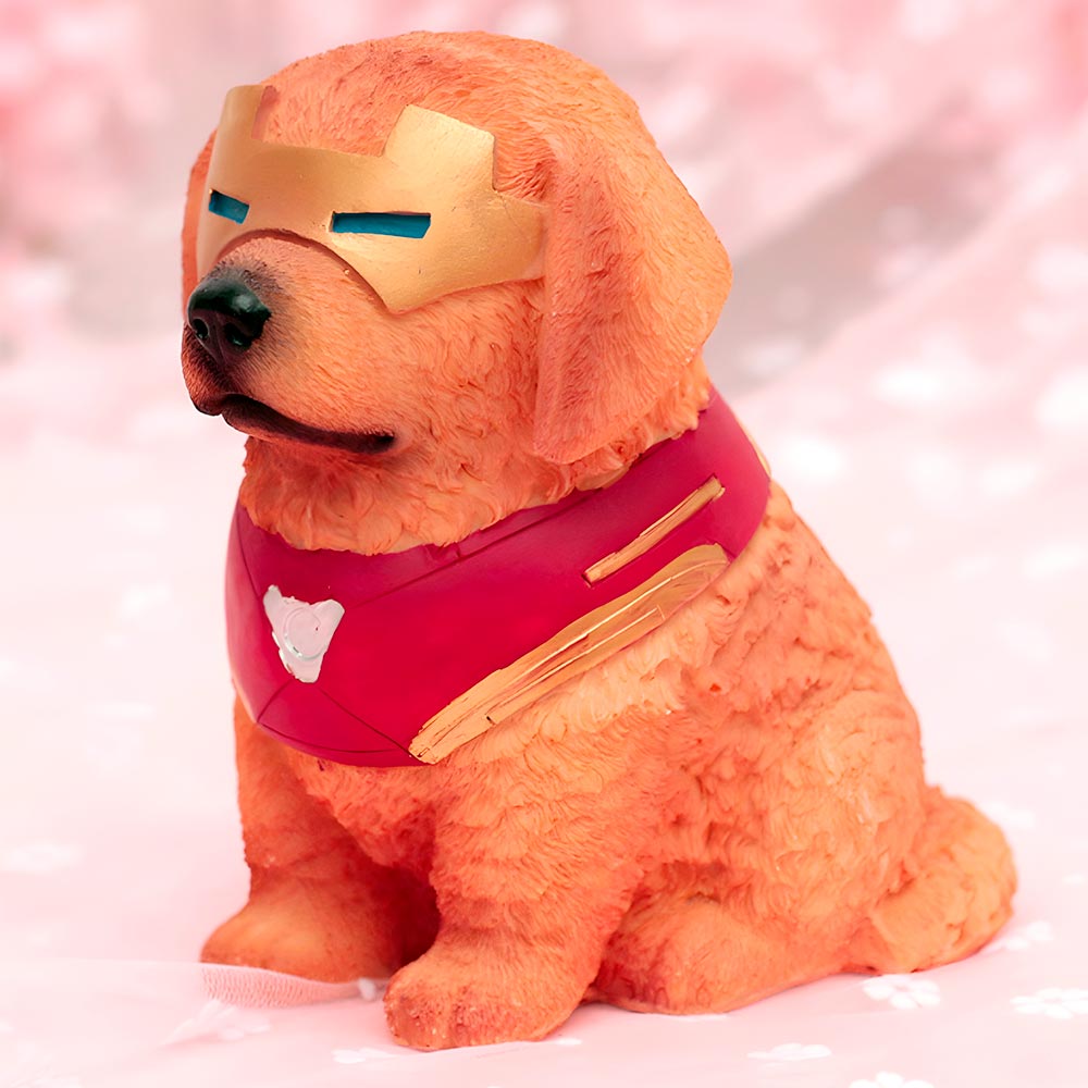 alcancia para niños de perro ironman material resina