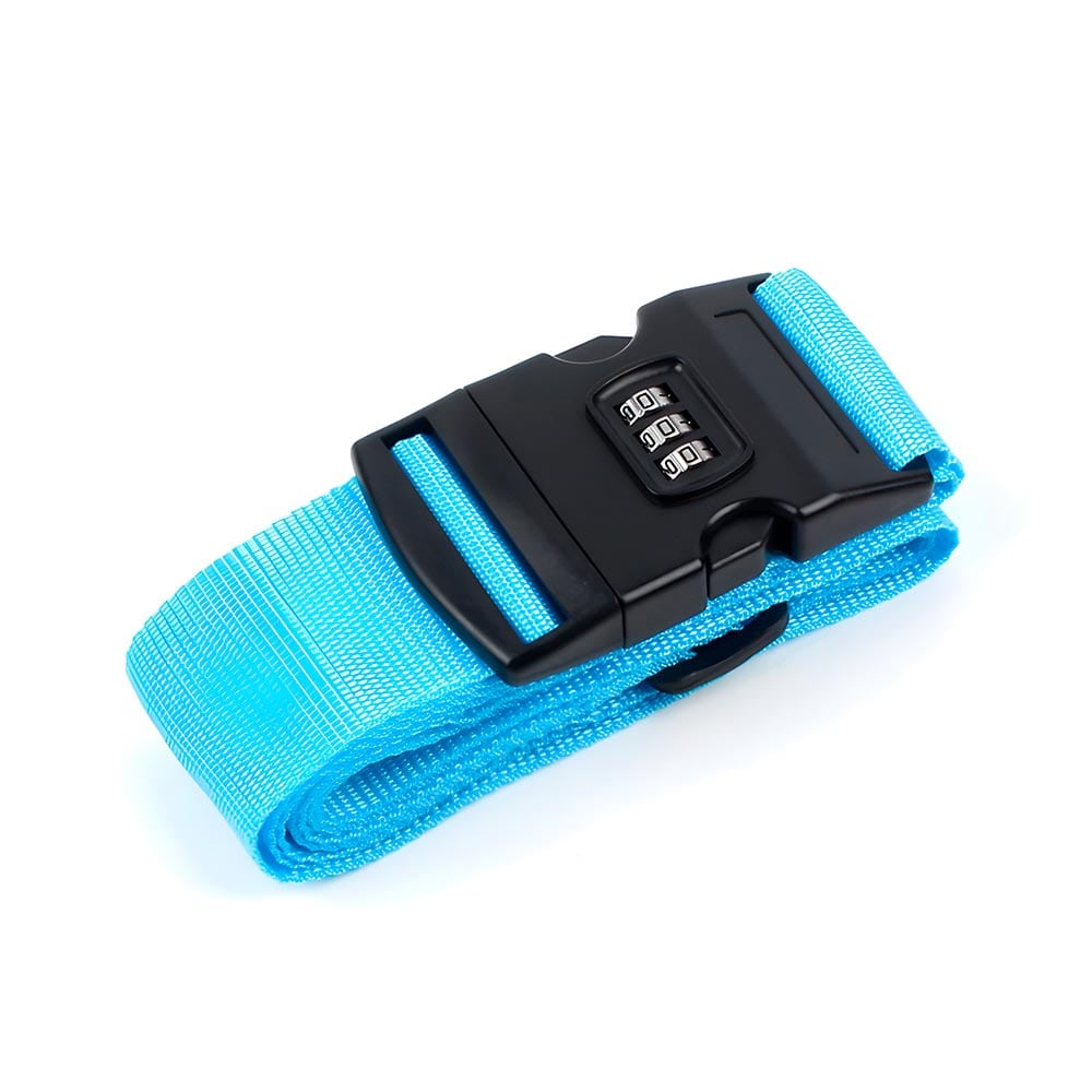 correa de equipaje de seguridad para maleta de viaje celeste
