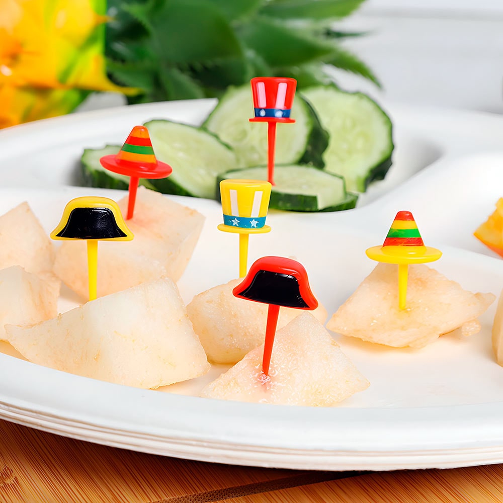 palillos de fruta para niños lonchera sombrero