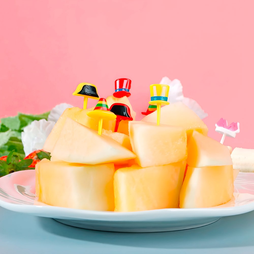 palillos de fruta para niños lonchera sombrero