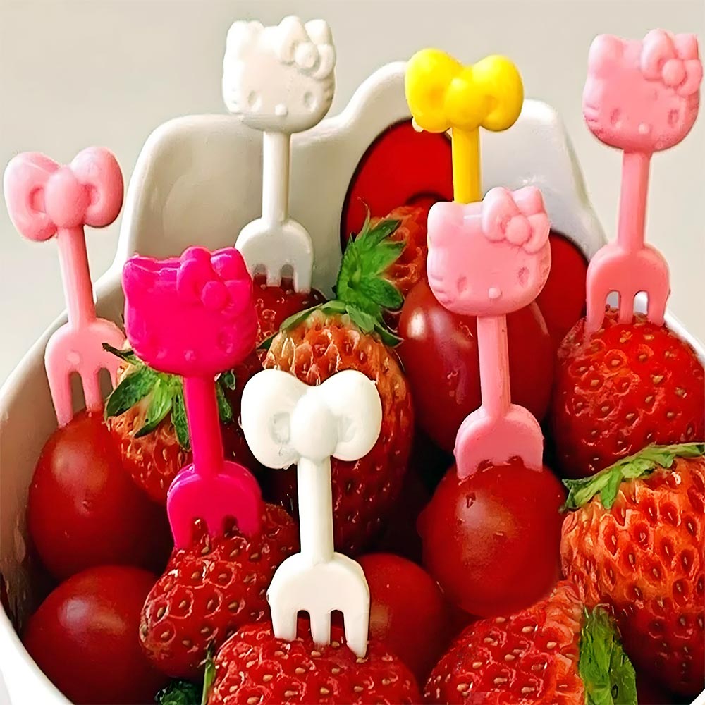 palillos de fruta lonchera para niños kitty