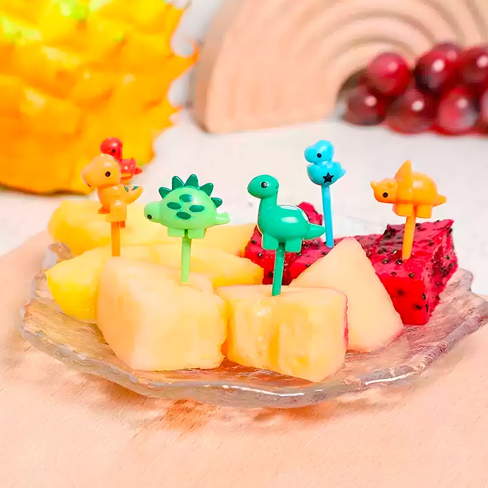 palillos de fruta para niños dinosaurio