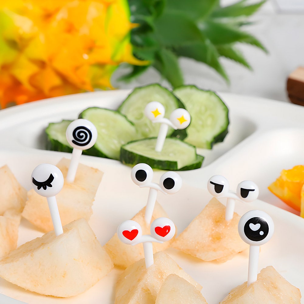 palillos de fruta para niños ojos
