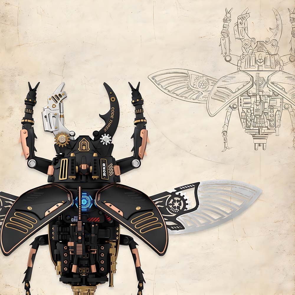 modelo armable 3d puzzle diy escarabajo tormenta mecanico