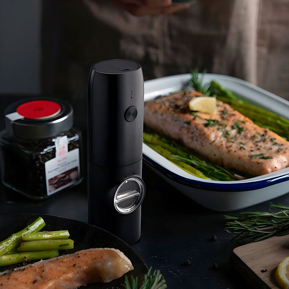 molino de sal y pimienta electrico con base recargable usb