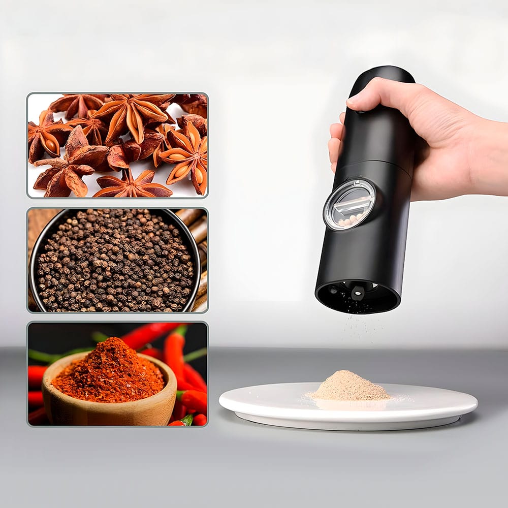 molino de sal y pimienta electrico con base recargable usb