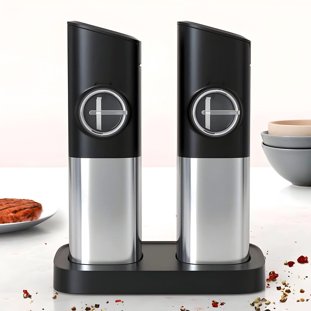 molino de sal y pimienta electrico con base recargable usb