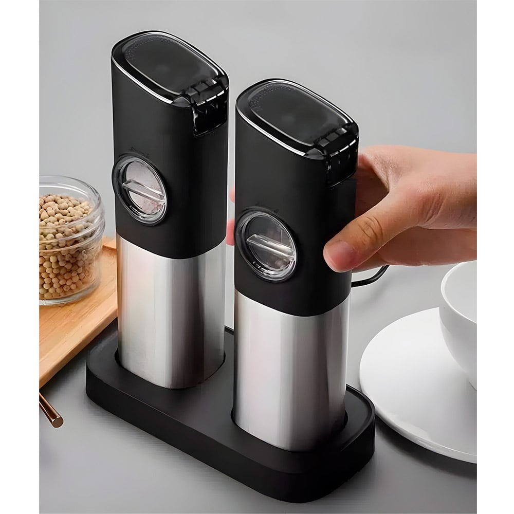 molino de sal y pimienta electrico con base recargable usb
