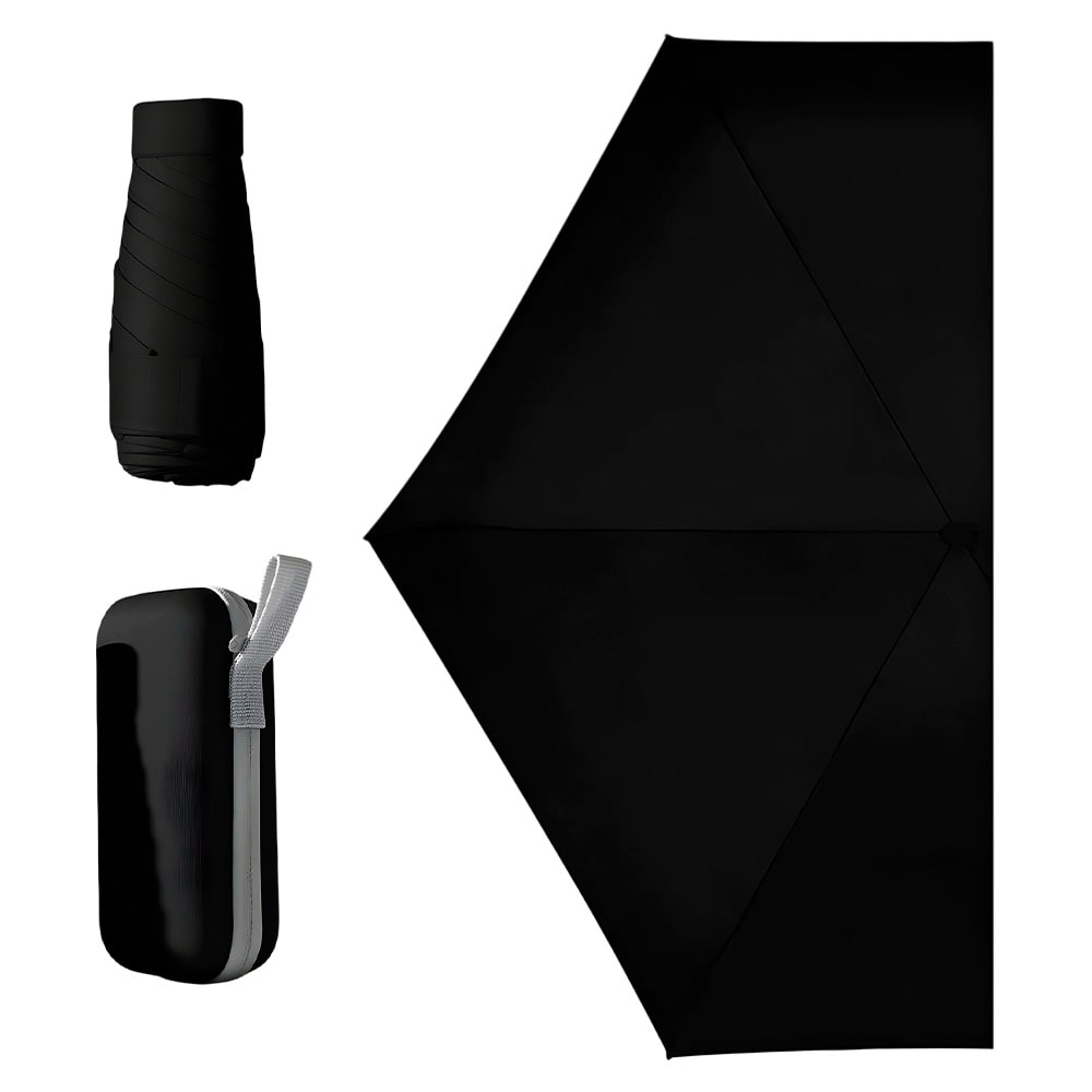 Sombrilla de bolsillo ultraligera para sol y lluvia Paraguas protección UV color negro
