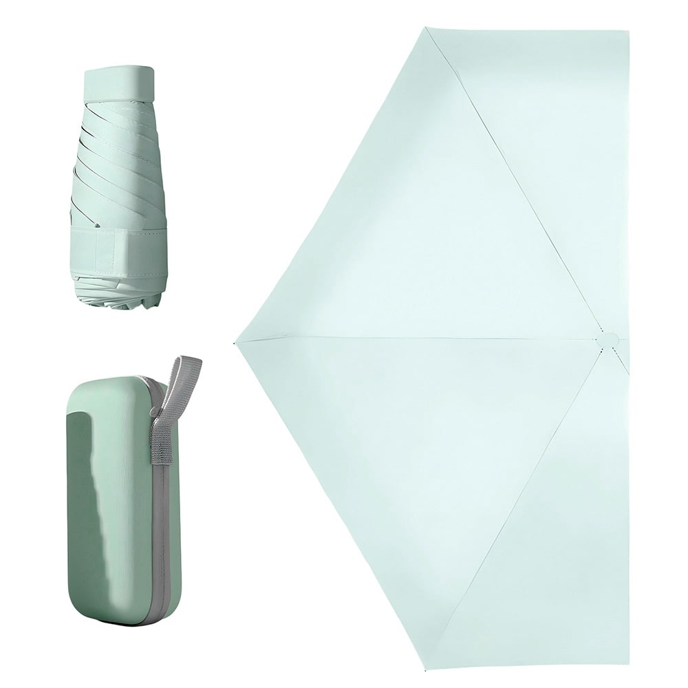 Sombrilla de bolsillo ultraligera para sol y lluvia Paraguas protección UV color verde menta