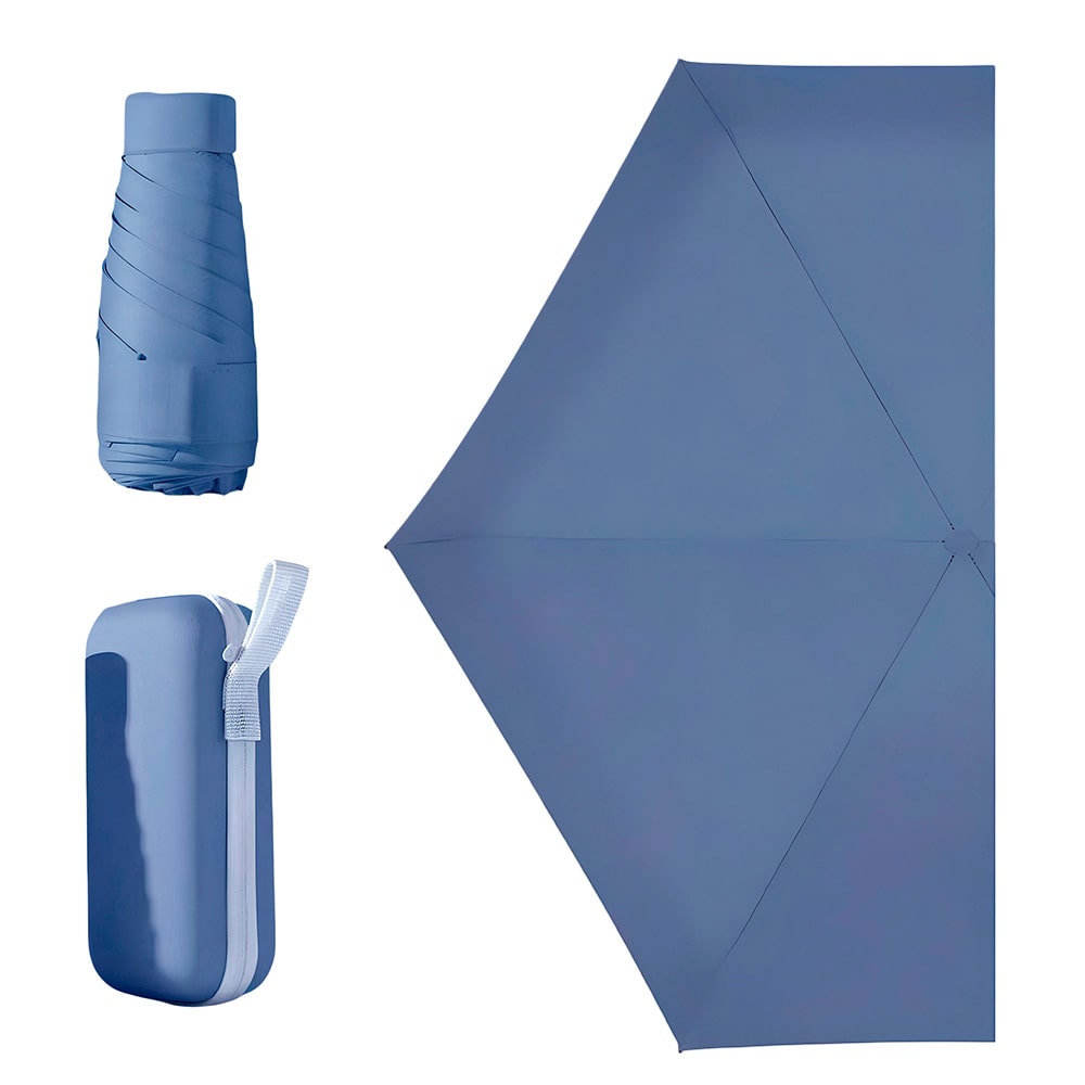 Sombrilla de bolsillo ultraligera para sol y lluvia Paraguas protección UV color azul