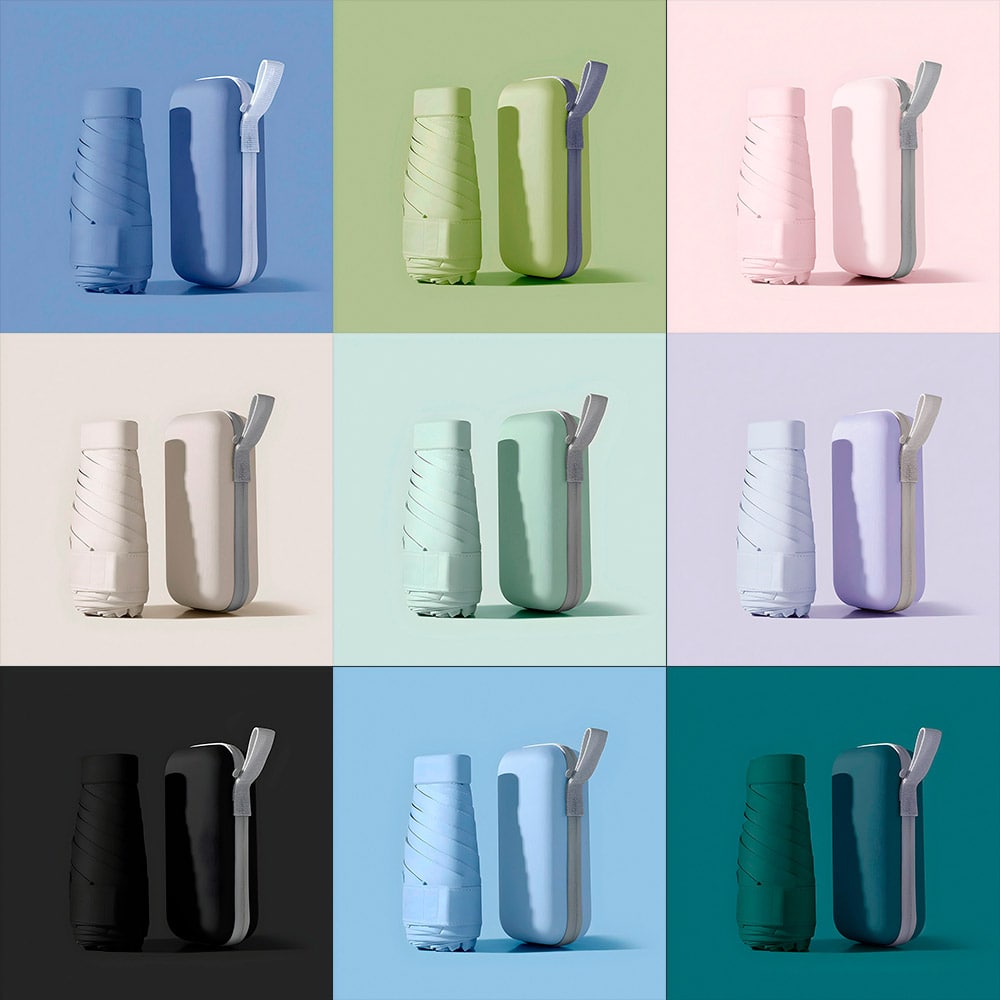 Sombrilla de bolsillo ultraligera para sol y lluvia Paraguas protección UV colores