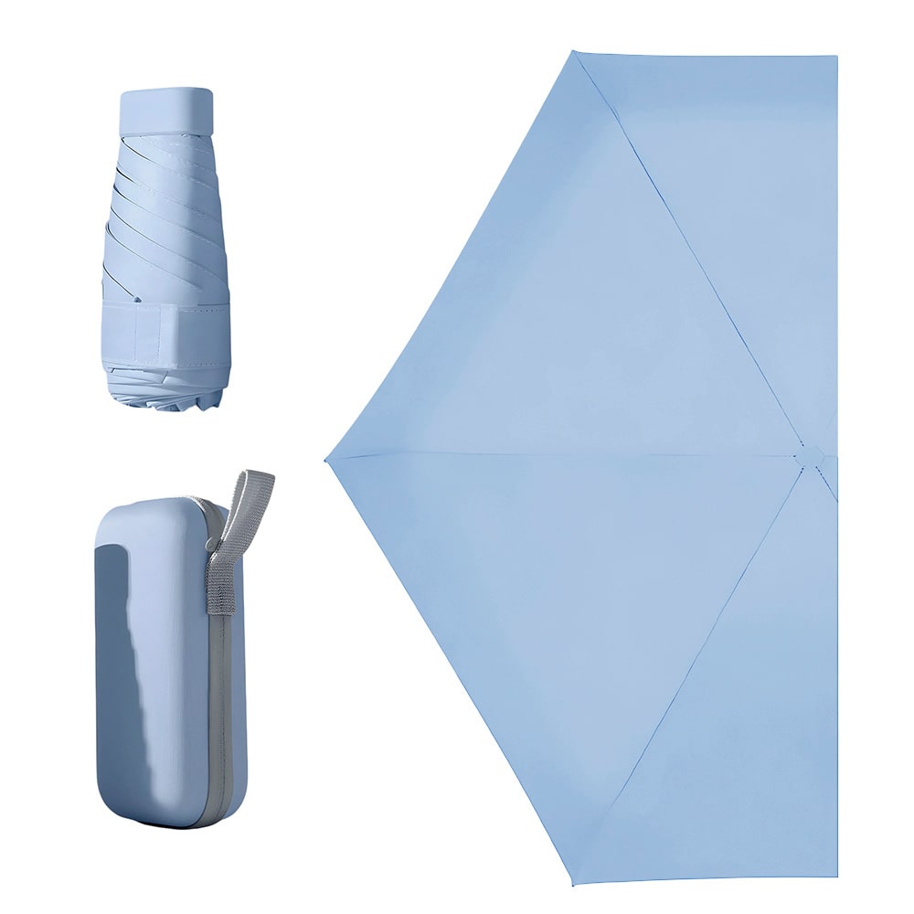 Sombrilla de bolsillo ultraligera para sol y lluvia Paraguas protección UV color azul celeste
