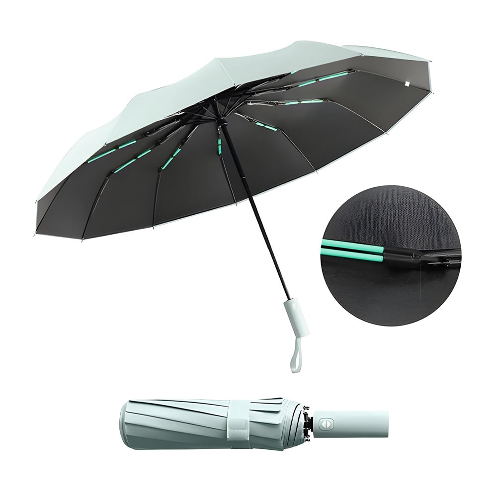 sombrilla grande resistente y reforzado con fibra de vidrio paraguas con protección UV UPF50+ color verde menta