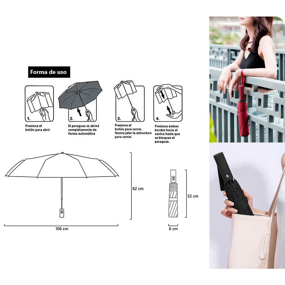 sombrilla grande resistente y reforzado con fibra de vidrio paraguas con protección UV UPF50+ medidas