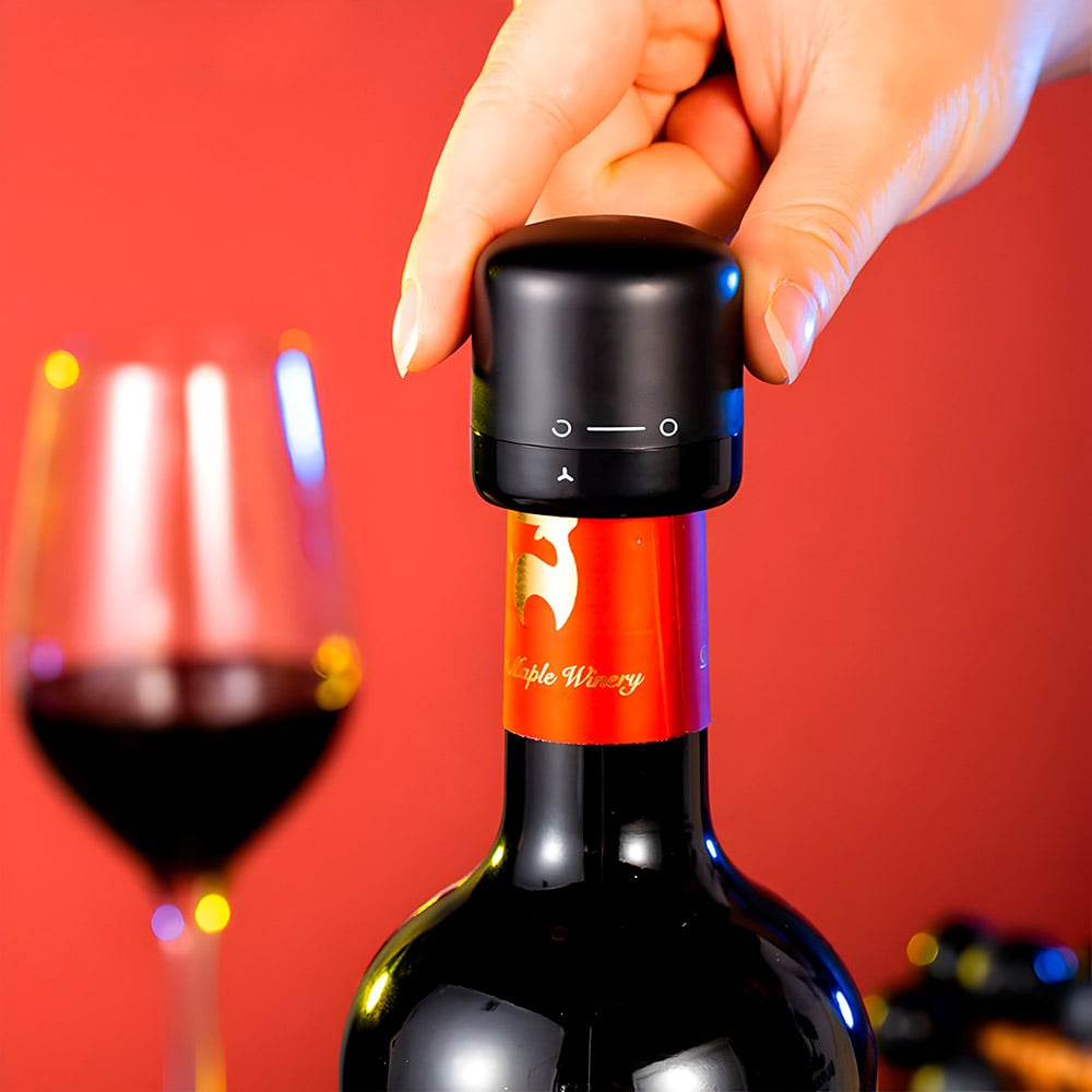 tapon de vino y champan al vacio para mantener las bebidas frescas