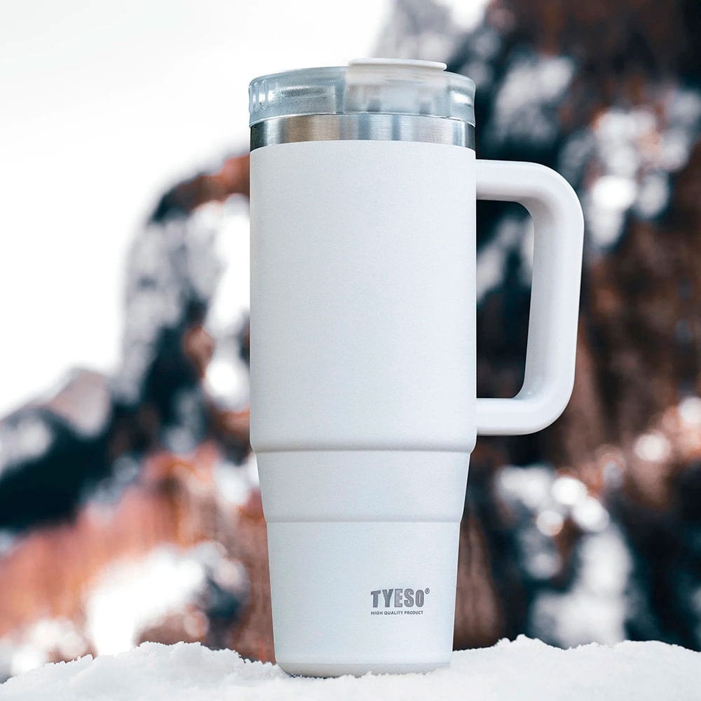 vaso termico de acero inoxidable botella hermetica tyeso blanco
