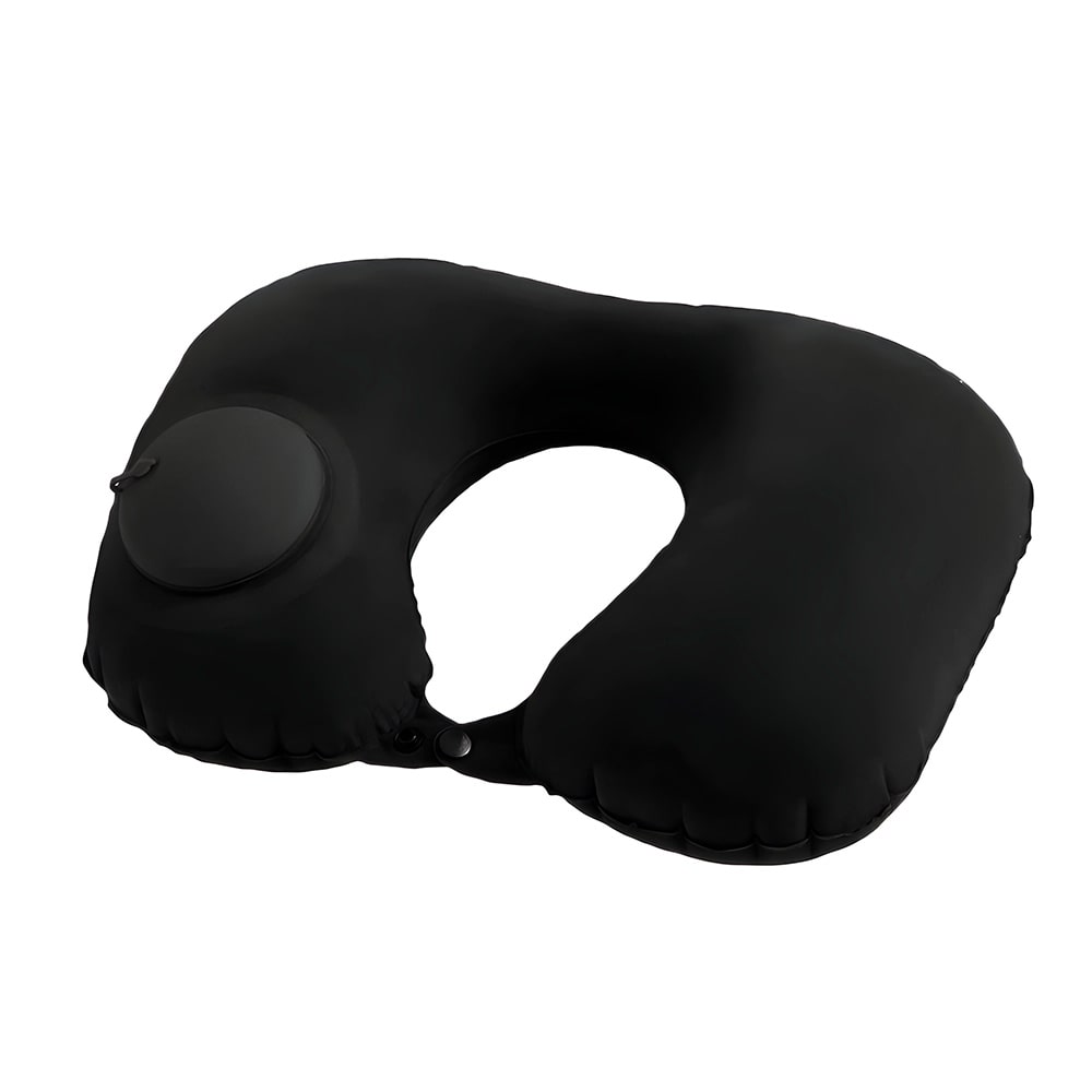 almohada inflable de viaje con bomba push negro