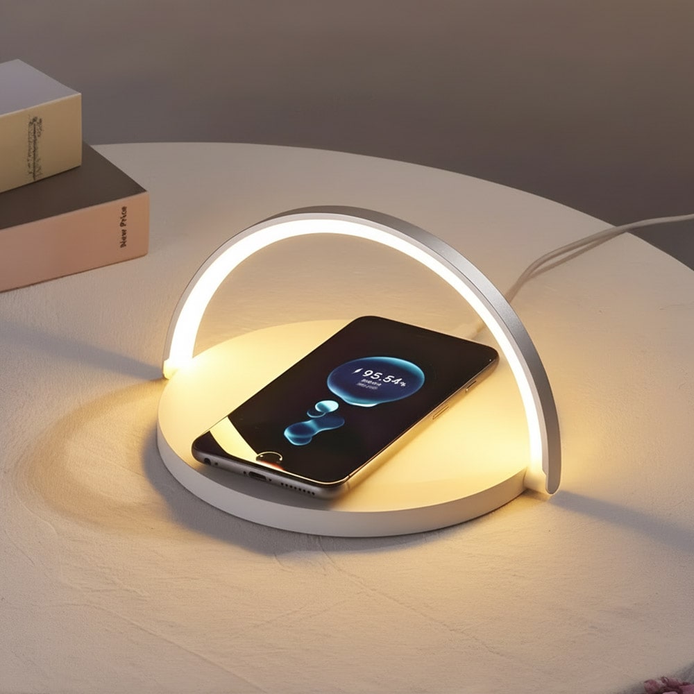 base cargador inalambrico con lampara