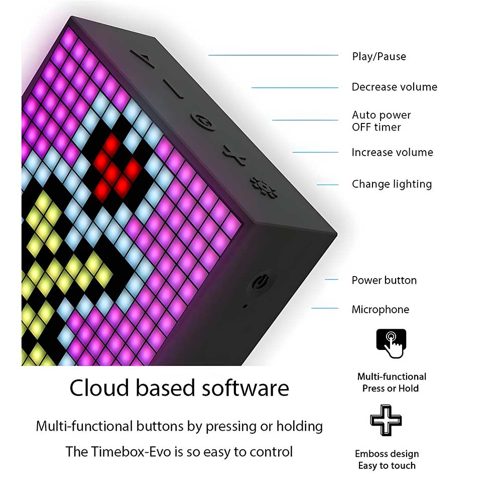 parlante bluetooth divoom timebox evo altavoz pixel art