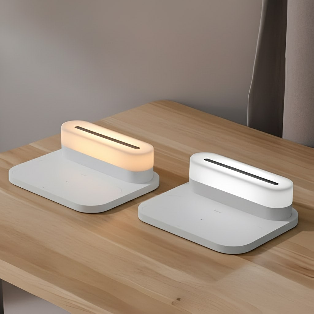 lacargador de celular con lampara de mesa de noche