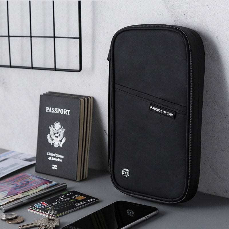 organizador de viaje para pasaportes y documentos con proteccion rfid