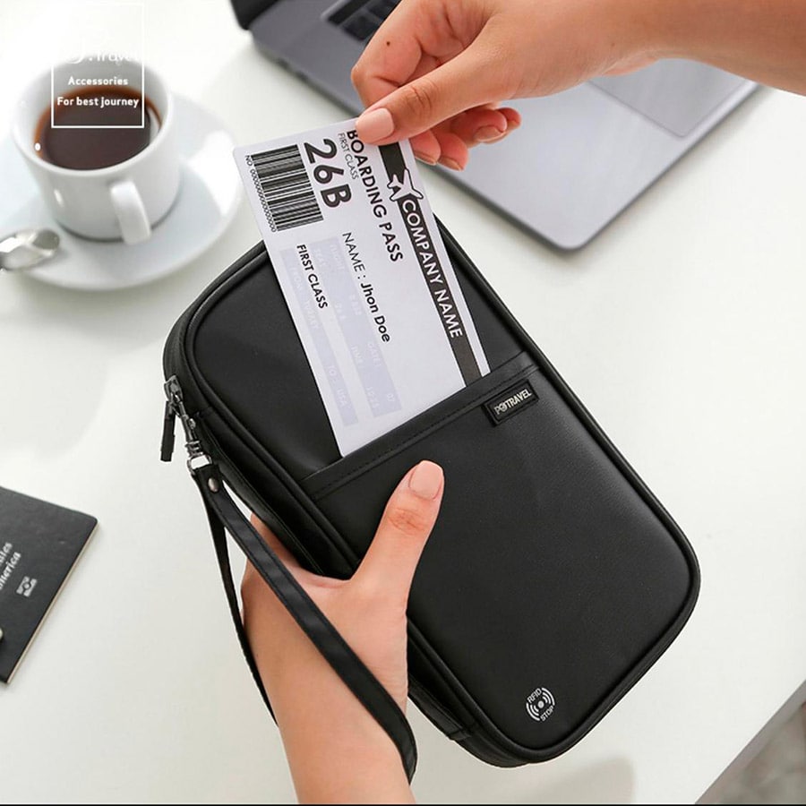 organizador de viaje para pasaportes y documentos con proteccion rfid