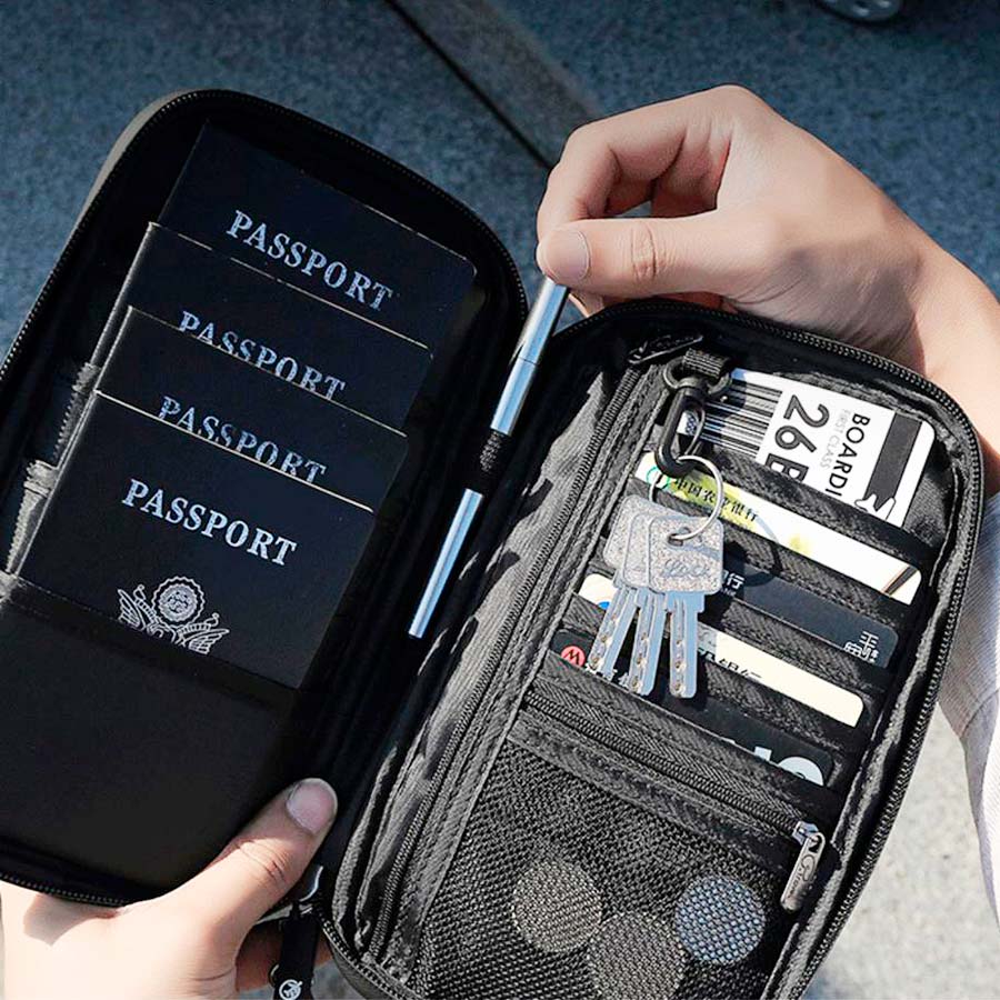 organizador de viaje para pasaportes y documentos con proteccion rfid