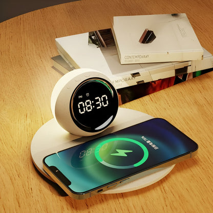 Despertador con cargador inalambrico y lampara led