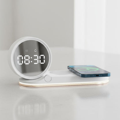 cargador inalambrico con reloj y luz led