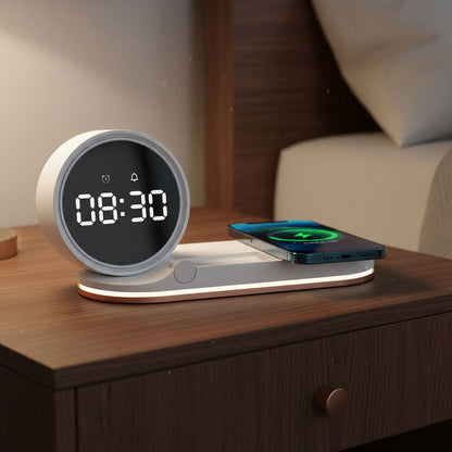 reloj despertador con luz led y cargador inalambrico