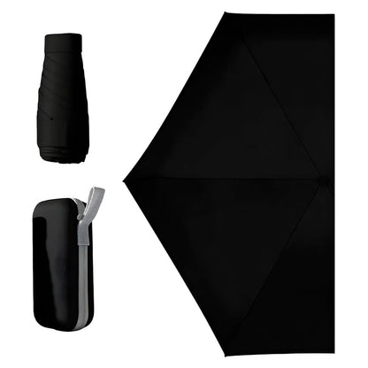 Sombrilla de bolsillo ultraligera para sol y lluvia Paraguas protección UV color negro