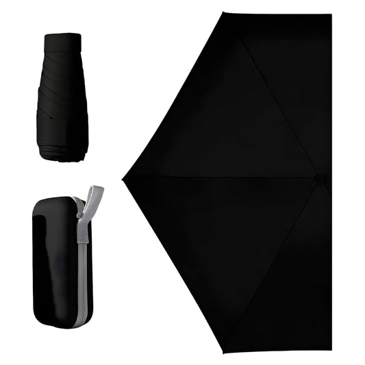 Sombrilla de bolsillo ultraligera para sol y lluvia Paraguas protección UV color negro