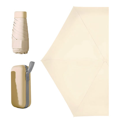 Sombrilla de bolsillo ultraligera para sol y lluvia Paraguas protección UV color beige cálido