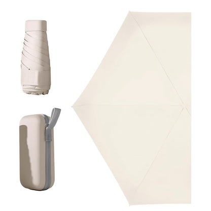 Sombrilla de bolsillo ultraligera para sol y lluvia Paraguas protección UV color beige claro