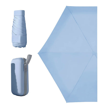 Sombrilla de bolsillo ultraligera para sol y lluvia Paraguas protección UV color azul celeste