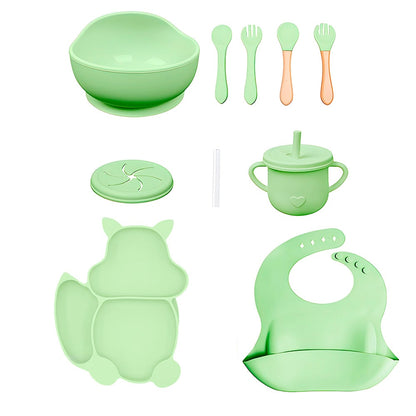 set vajilla en silicona de ardilla verde alimentación para bebes