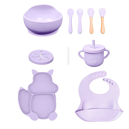 set vajilla en silicona de ardilla lila alimentación para bebes