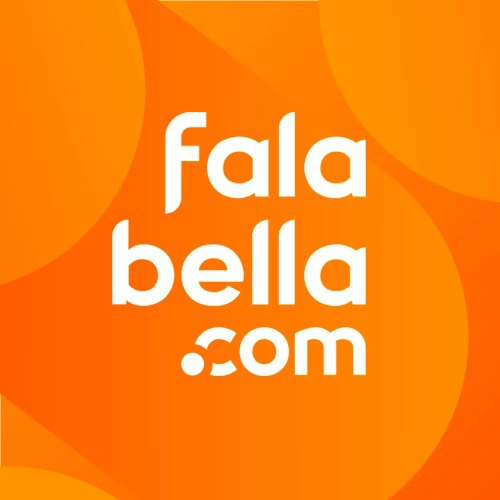 El logo de fondo naranja de fala bella com.